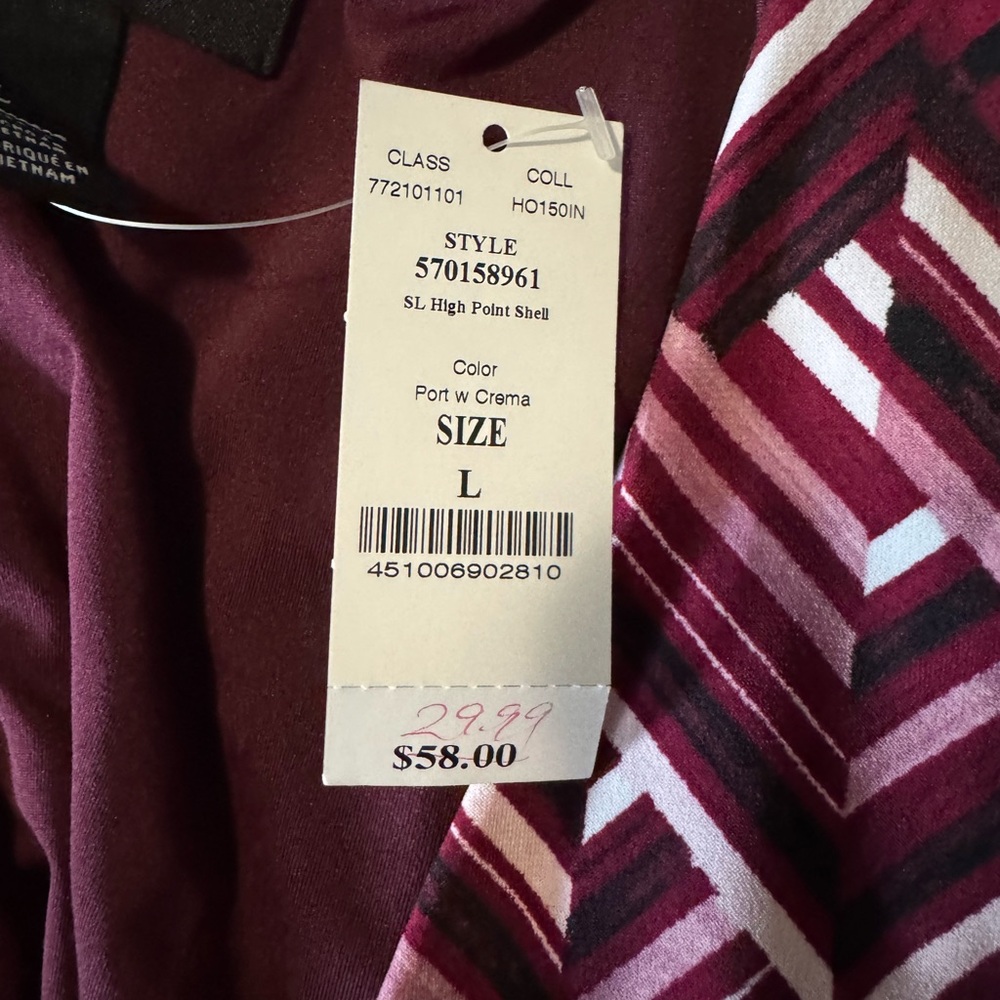 White House Black Market Geometric Pink and Black Blouse - Picture 2 of 3